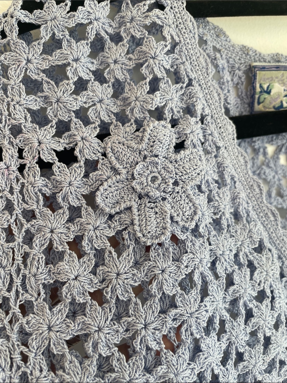 April Cornell Periwinkle Crochet Floral Button-Front Cardigan - Picture 2 of 7